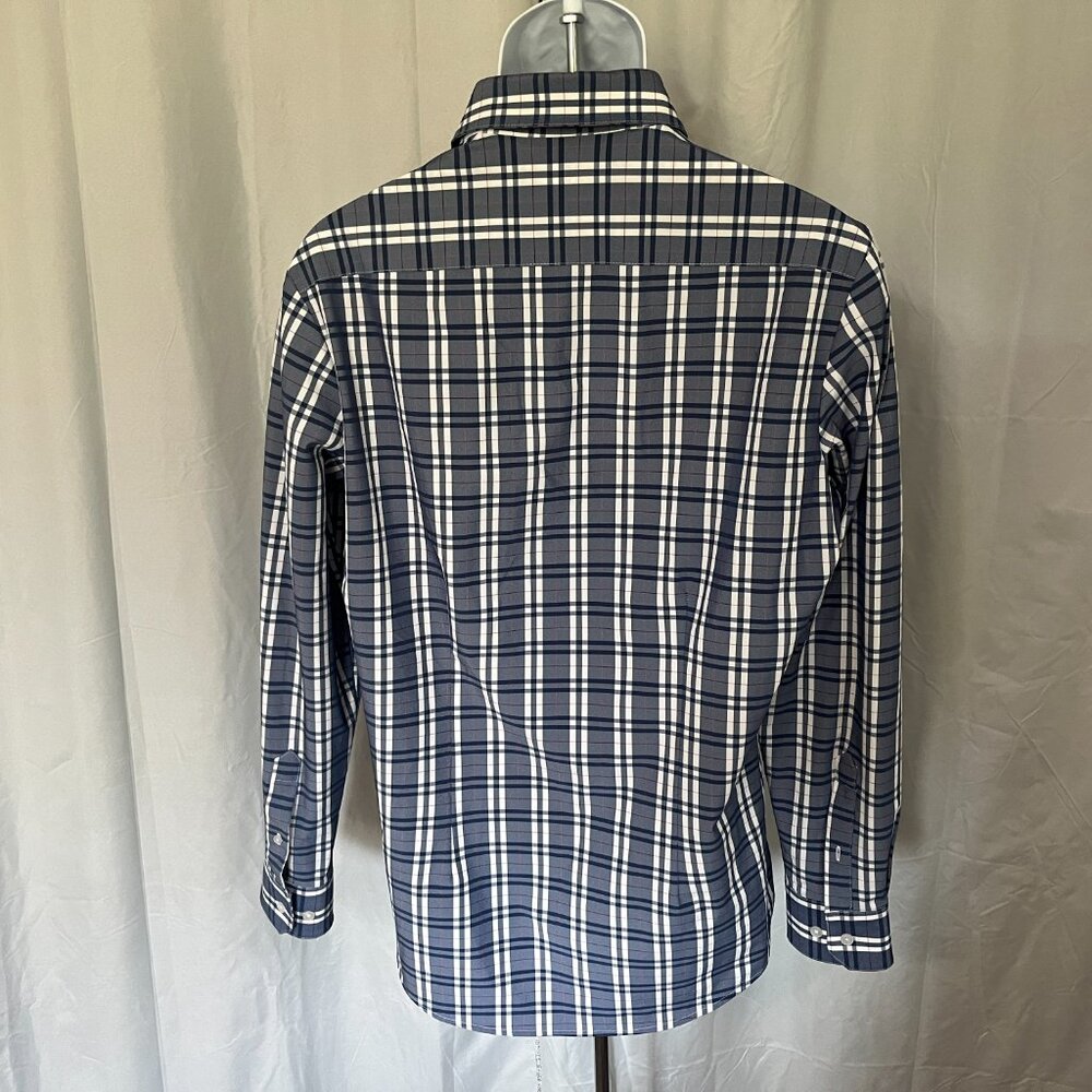 π΄ Mizzen+Main Trim Fit Plaid Shirt Menβs Medium Red White Blue Long Sleeve π΅ - Picture 3 of 5